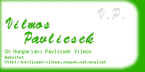 vilmos pavlicsek business card